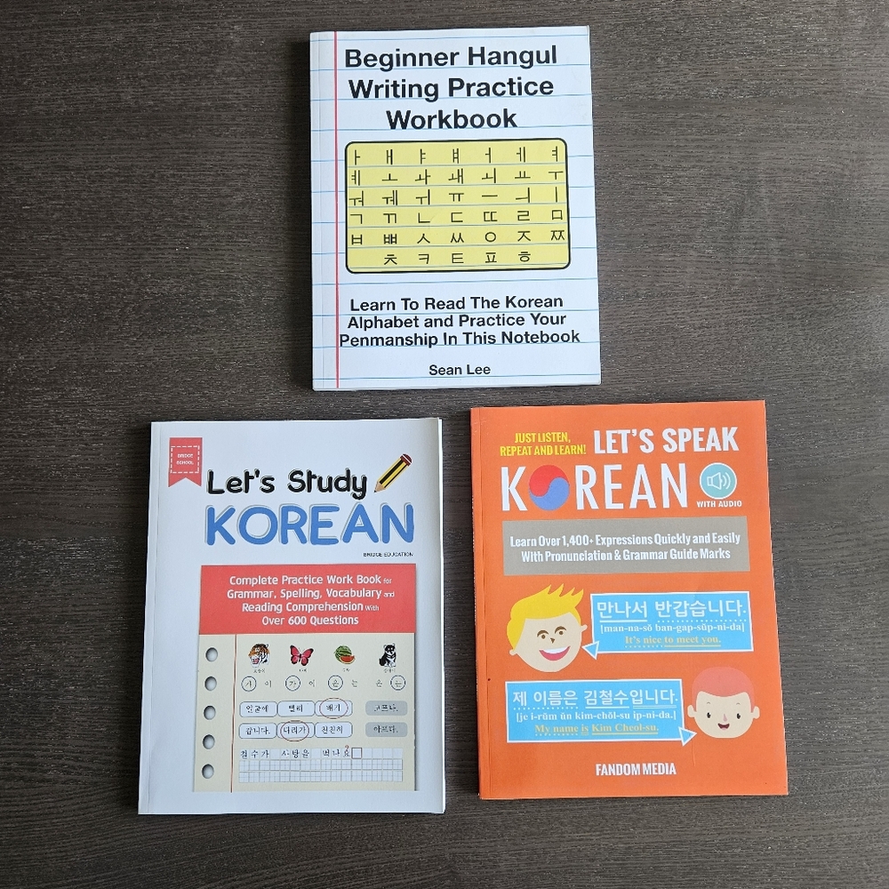 NWOT Learn Korean Hangul Language Book Bundle and workbook
